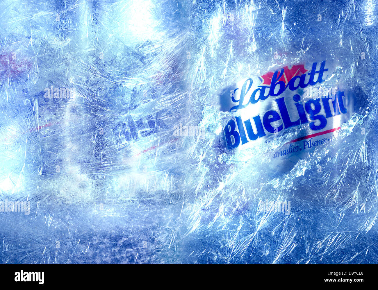 Frosty Labatt Blue Light Stock Photo