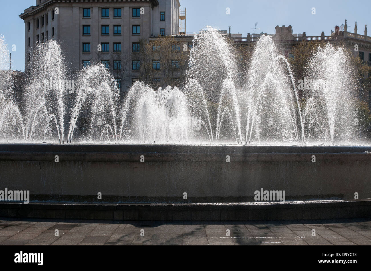 Plaza Fountain in Barcelona Spain Stock Photo Alamy
