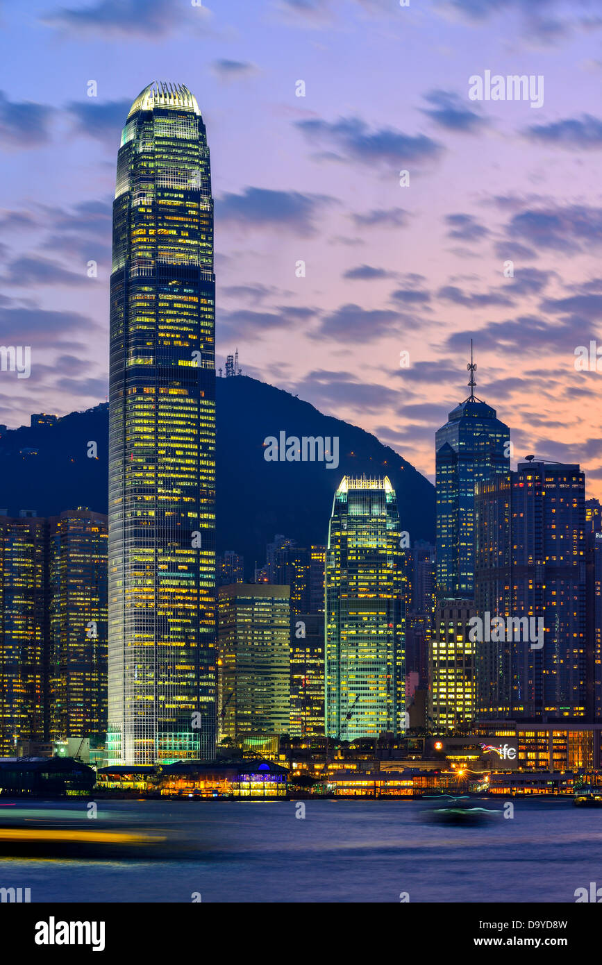 Hong Kong Victoria Harbour after sunset Stock Photo - Alamy