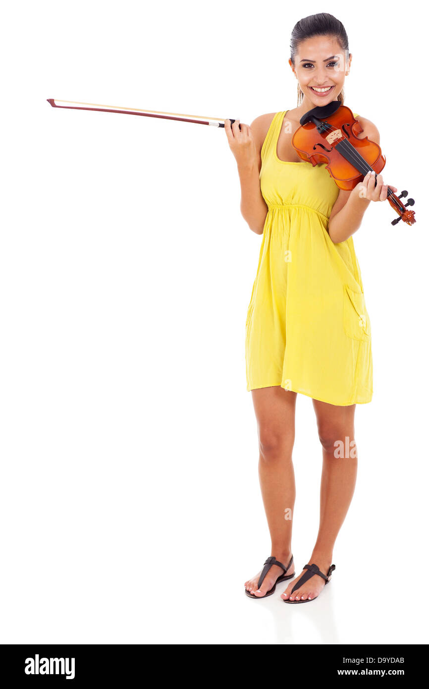 beautiful musician with violin on white background Stock Photo - Alamy