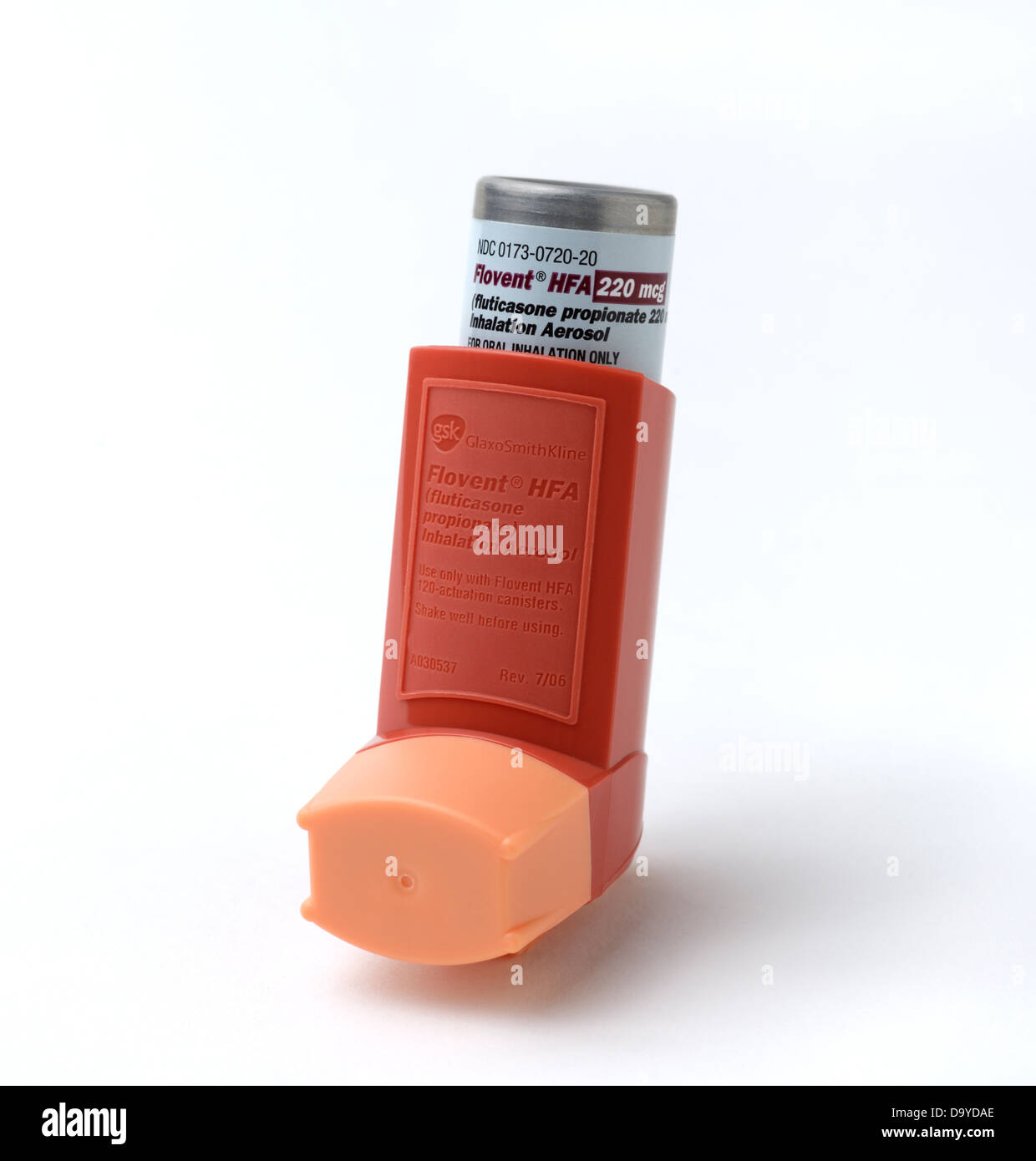 Flovent inhaler, Fluticasone propionate, treatment for asthma, and other pulmonary disorders Stock Photo