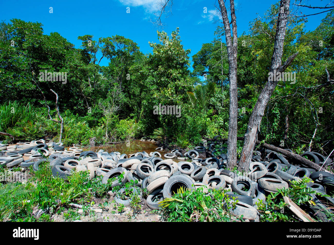 Tire dump, Brunei Stock Photo