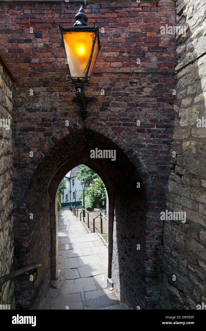 Lincoln - Greestone stairs; Lincoln, Lincolnshire, UK, Europe Stock Photo