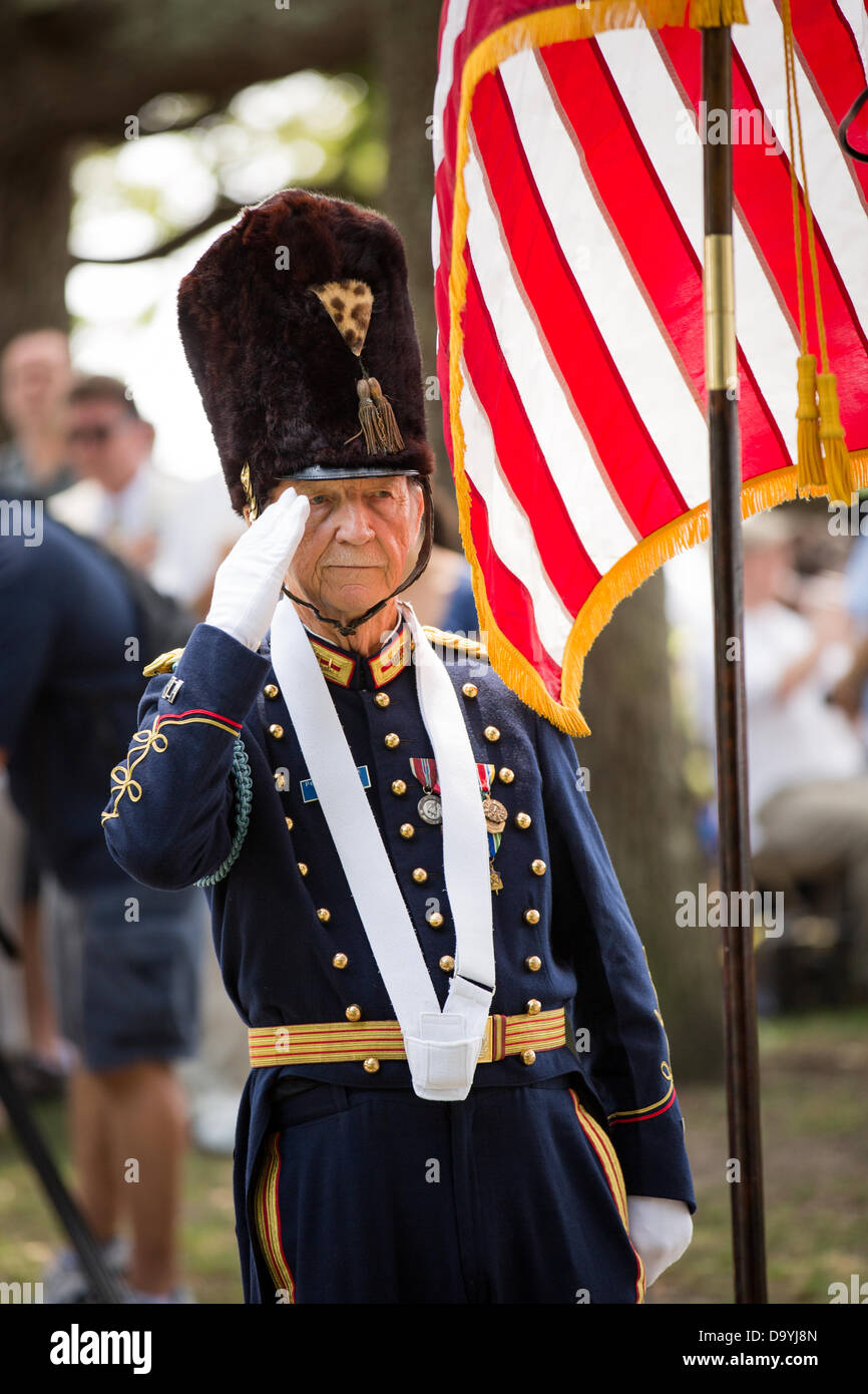 A participant takes part in Carolina Day celebrations and parade on