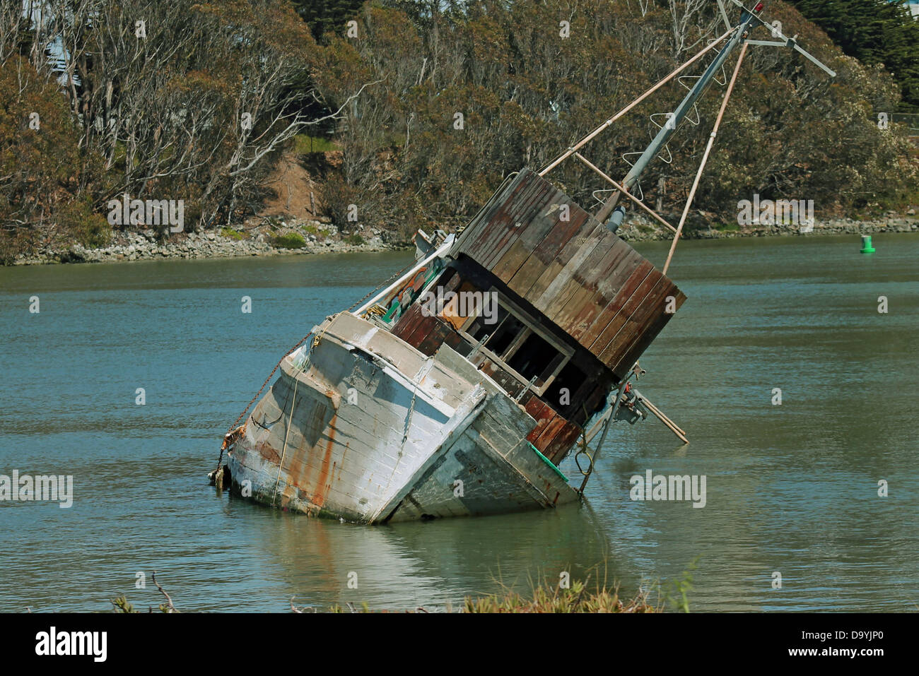 shipwrecked fishing boat Stock Photo