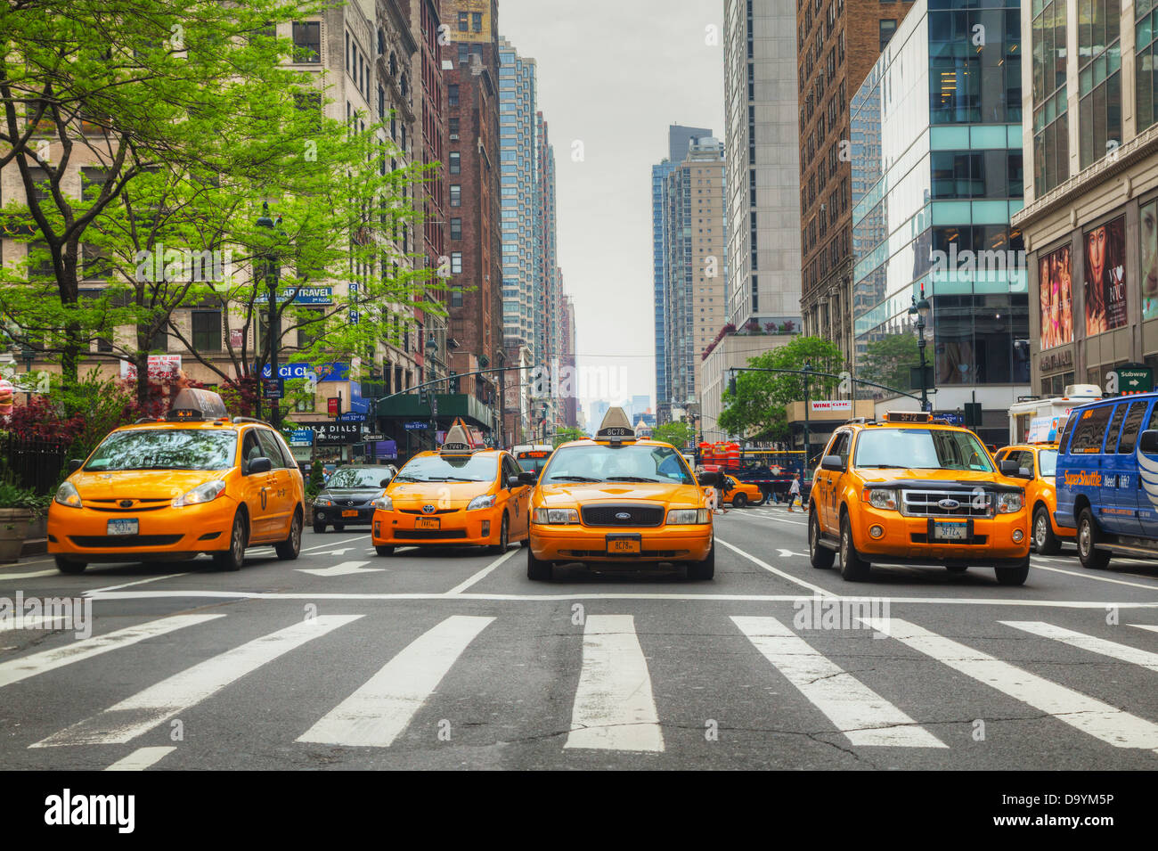 Yellow taxis at the street in New York Stock Photo