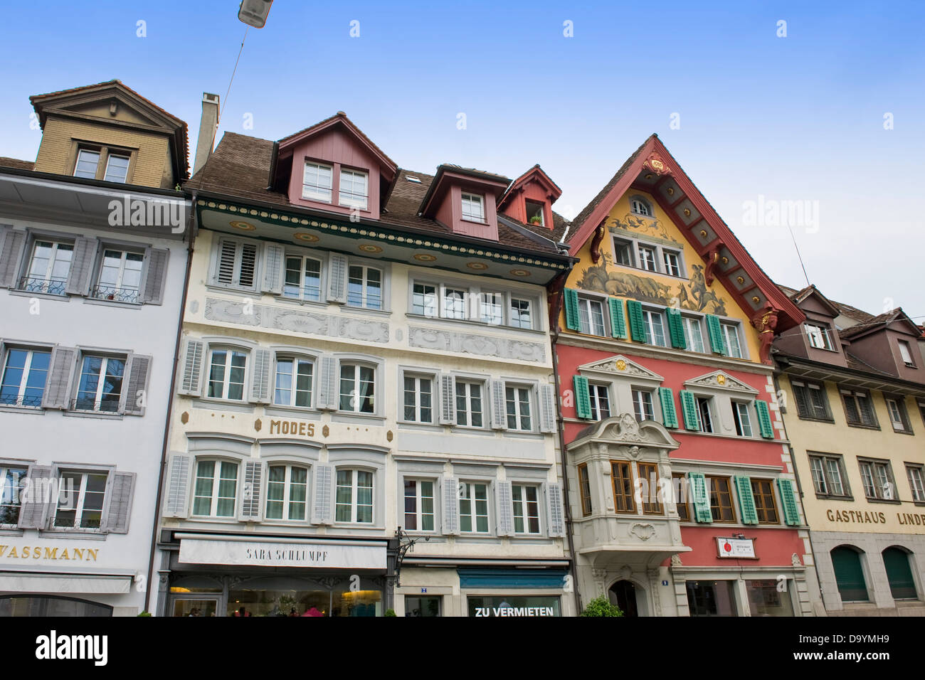 Switzerland, Canton Zug, Zug, traditional houses Stock Photo Alamy