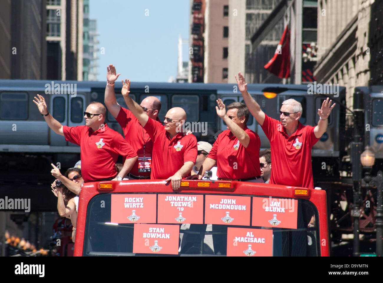 Chicago, Illinois, USA. 28th June, 2013. Chicagoans celebrate the Chicago Blackhawks Stanley Cup