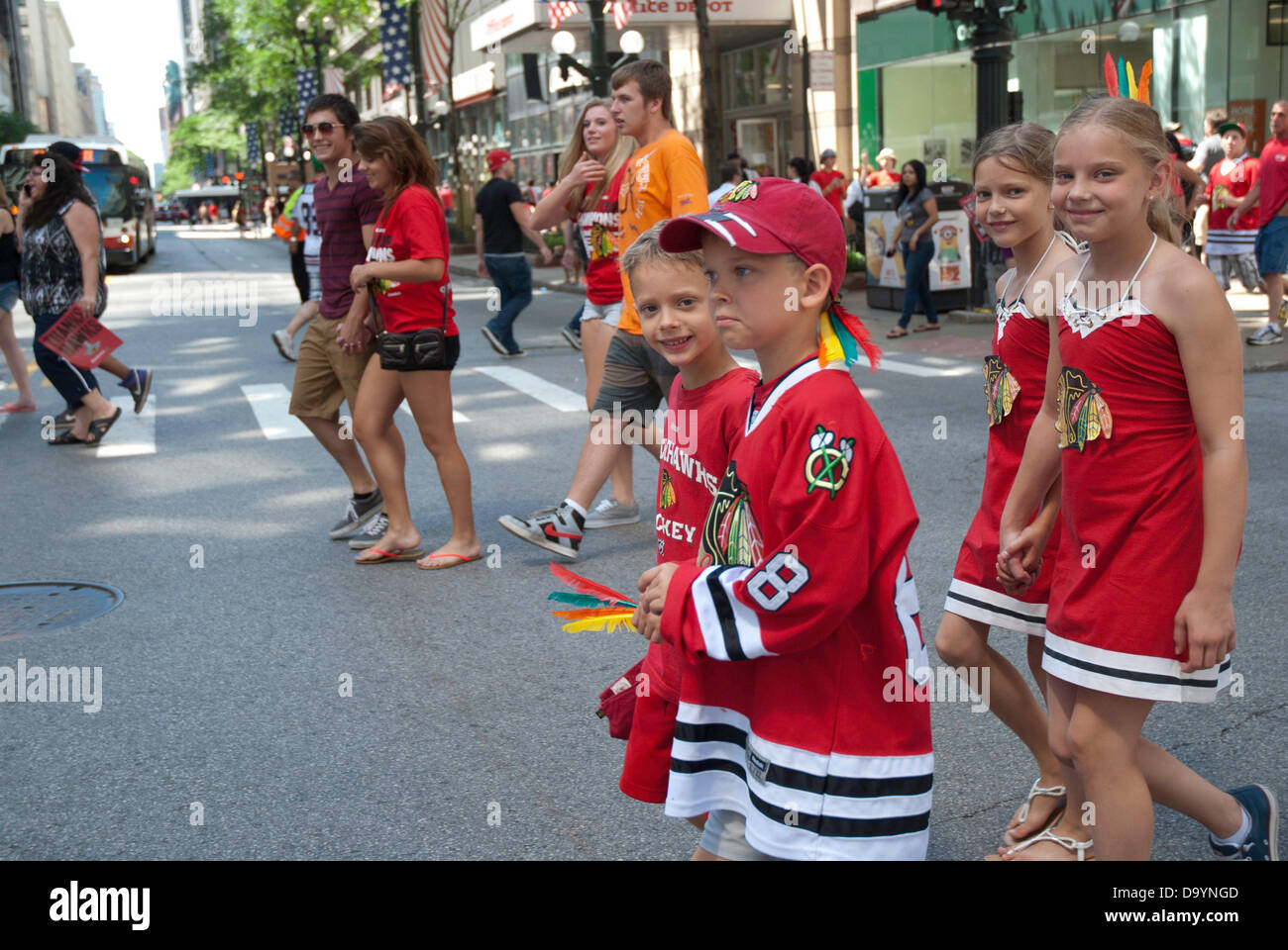 Chicago, Illinois, USA. 28th June, 2013. Chicagoans celebrate the Chicago Blackhawks Stanley Cup