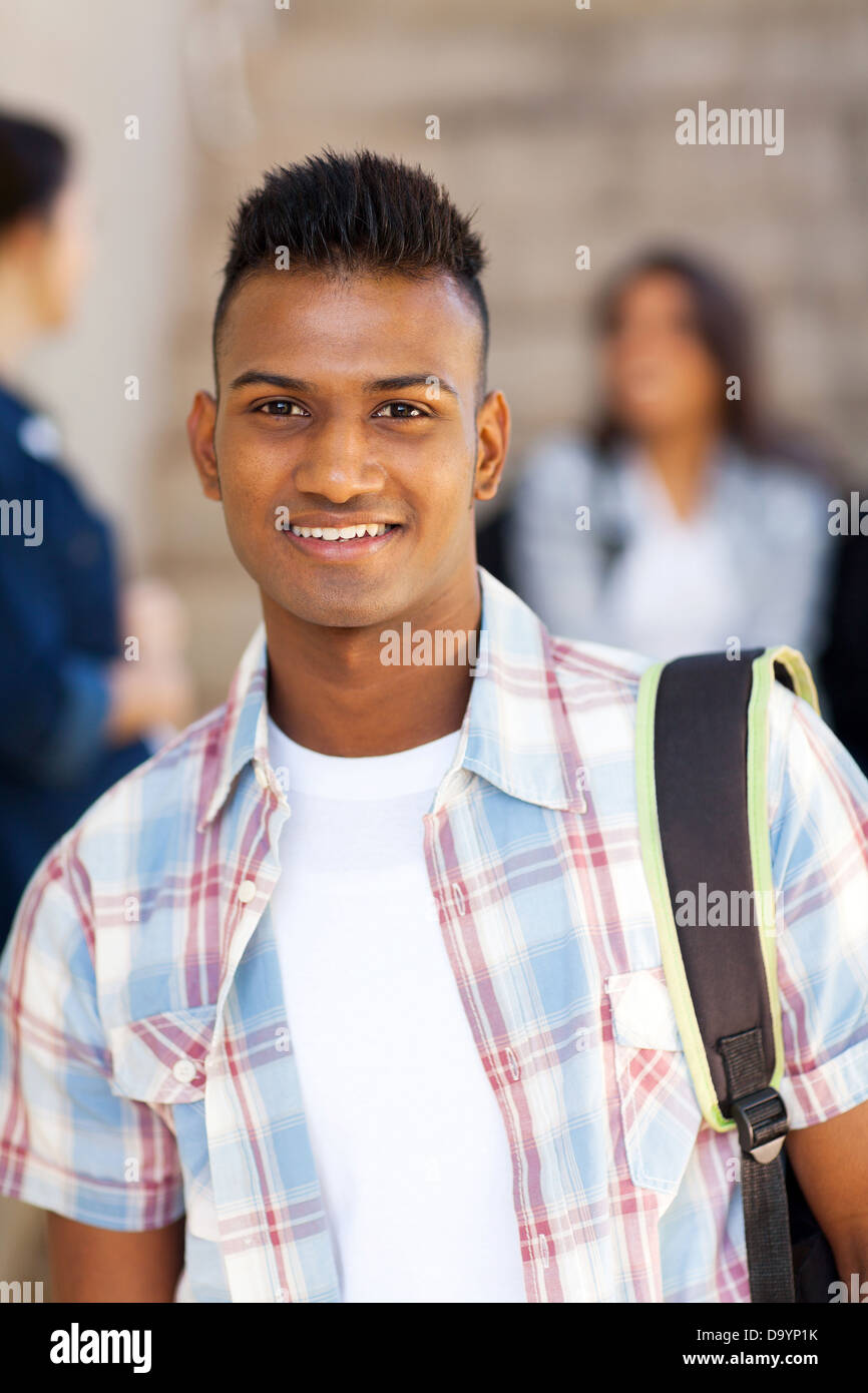 portrait of male Indian high school student smiling Stock Photo