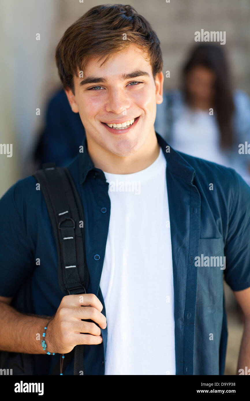 portrait of happy male high school student smiling Stock Photo