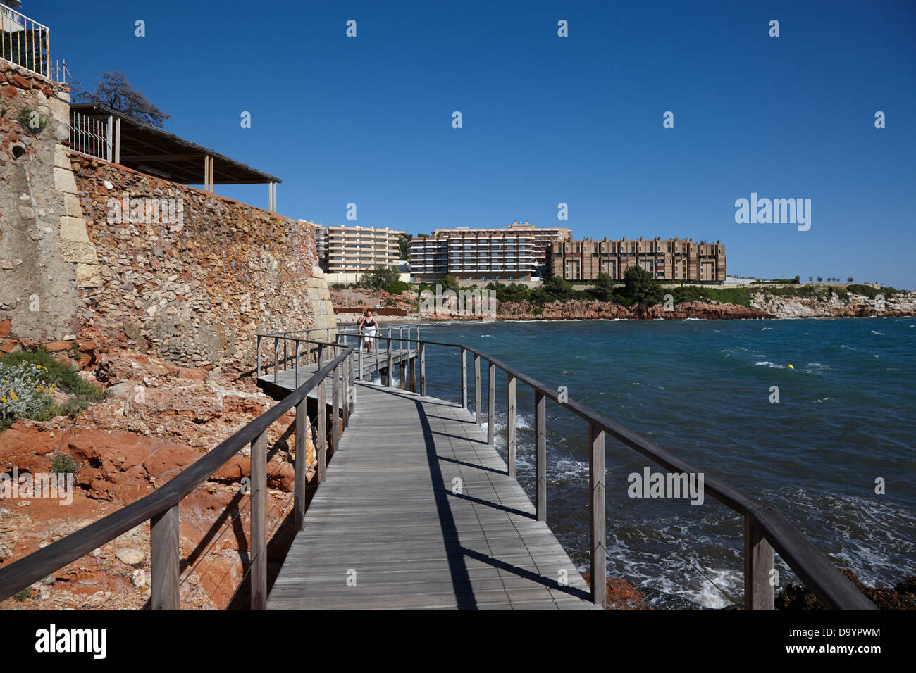 coastal path past salou waterfront properties on the costa dorada catalonia spain Stock Photo