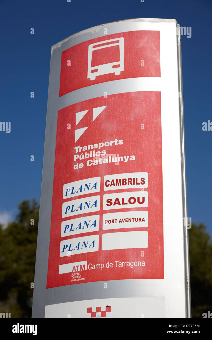 transports publics de catalunya bus stop salou catalonia spain Stock Photo
