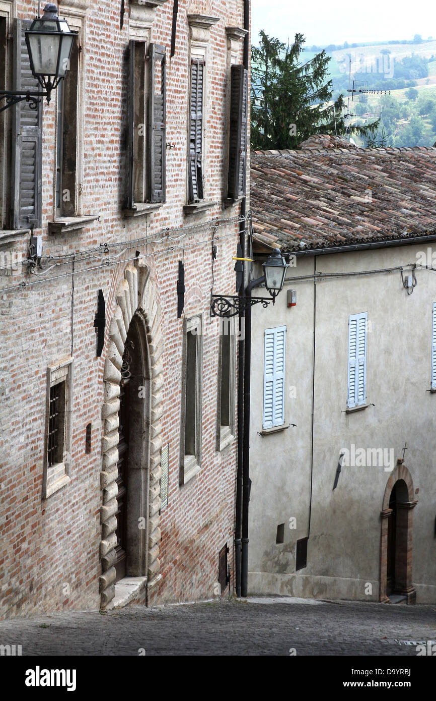 Historic palazzo facia in the old town ,Amandola , Le Marche ,Italy Stock Photo