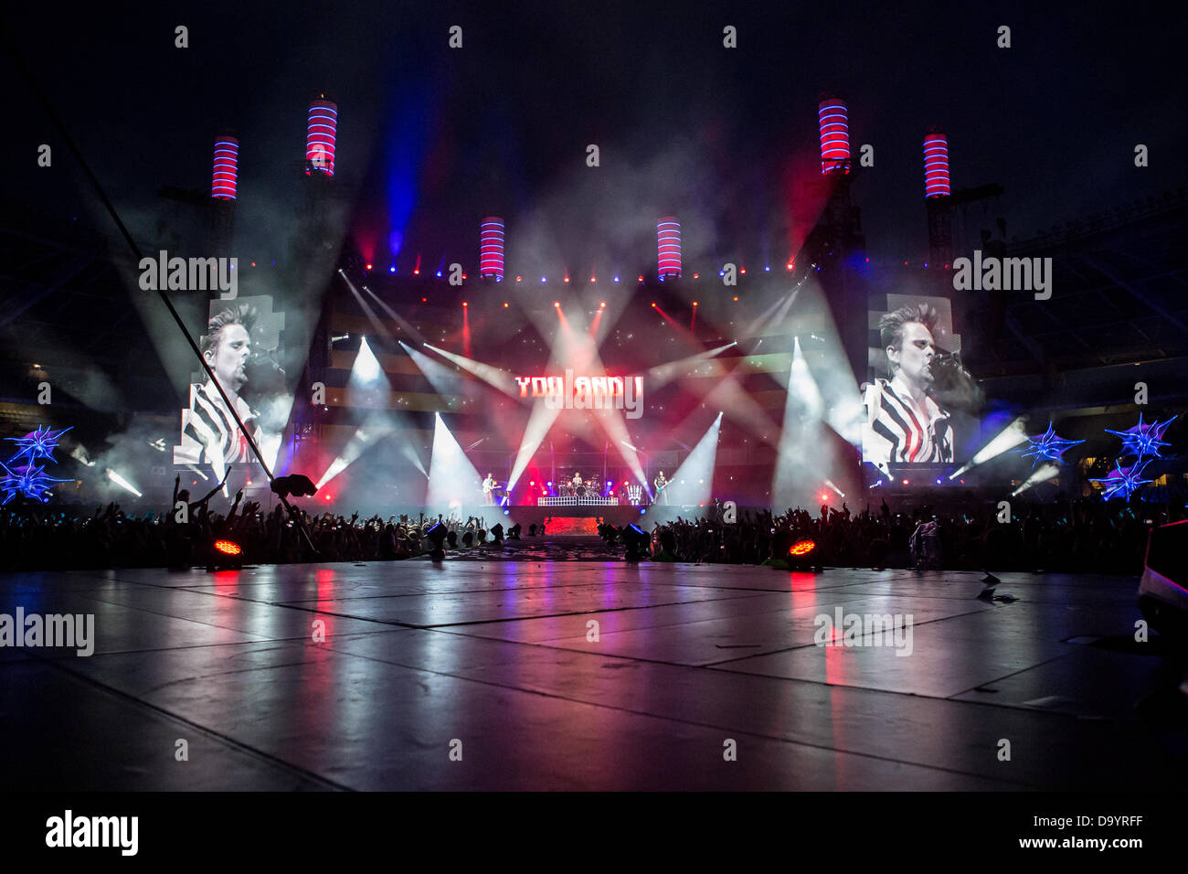 Turin Italy. 28th June 2013. The British rock band MUSE performs at Stadio Comunale during "The Unsustainable Tour 2013" Credit:  Rodolfo Sassano/Alamy Live News Stock Photo