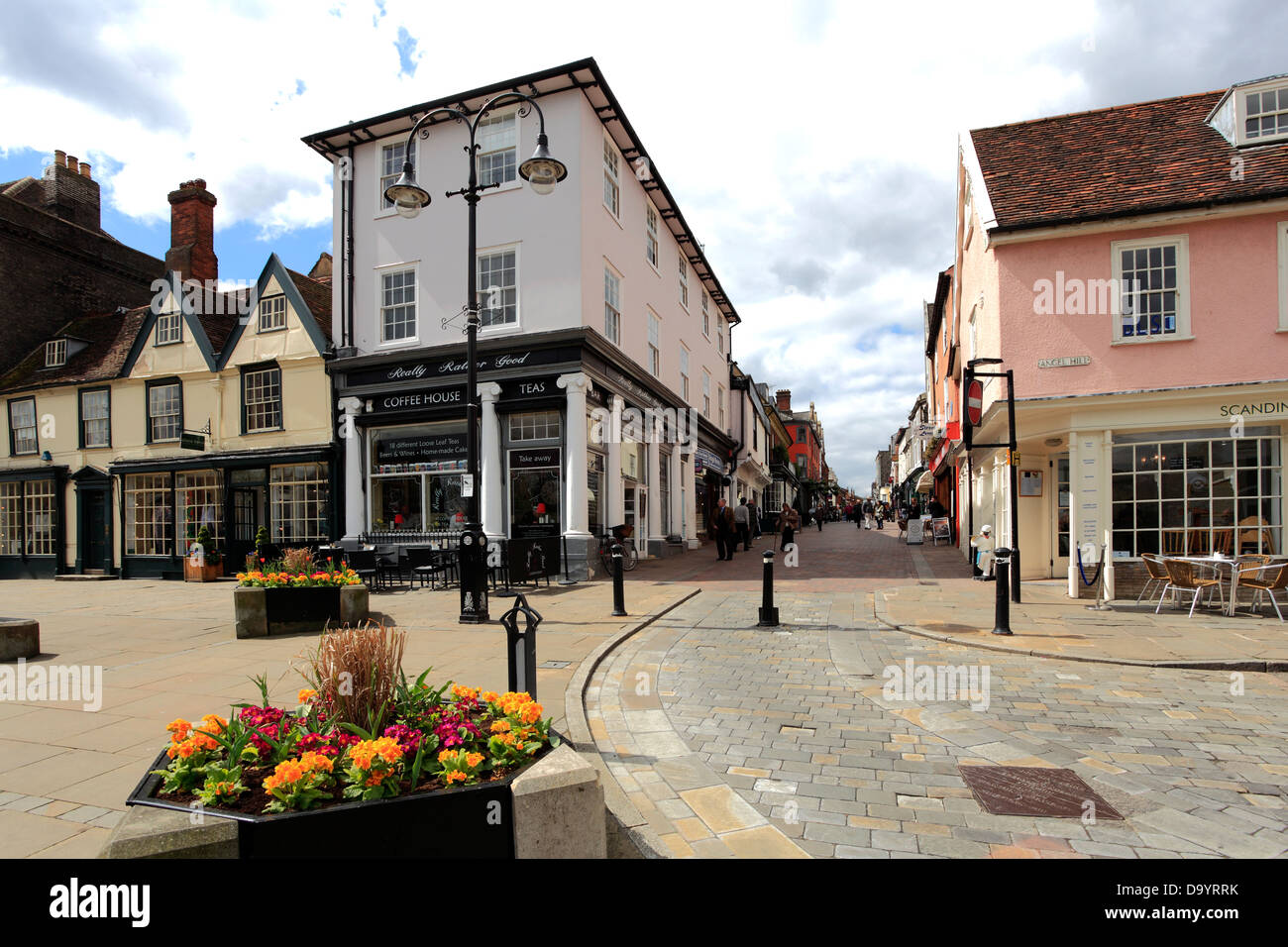 Street view of Bury St Edmunds City, Suffolk County, England Stock
