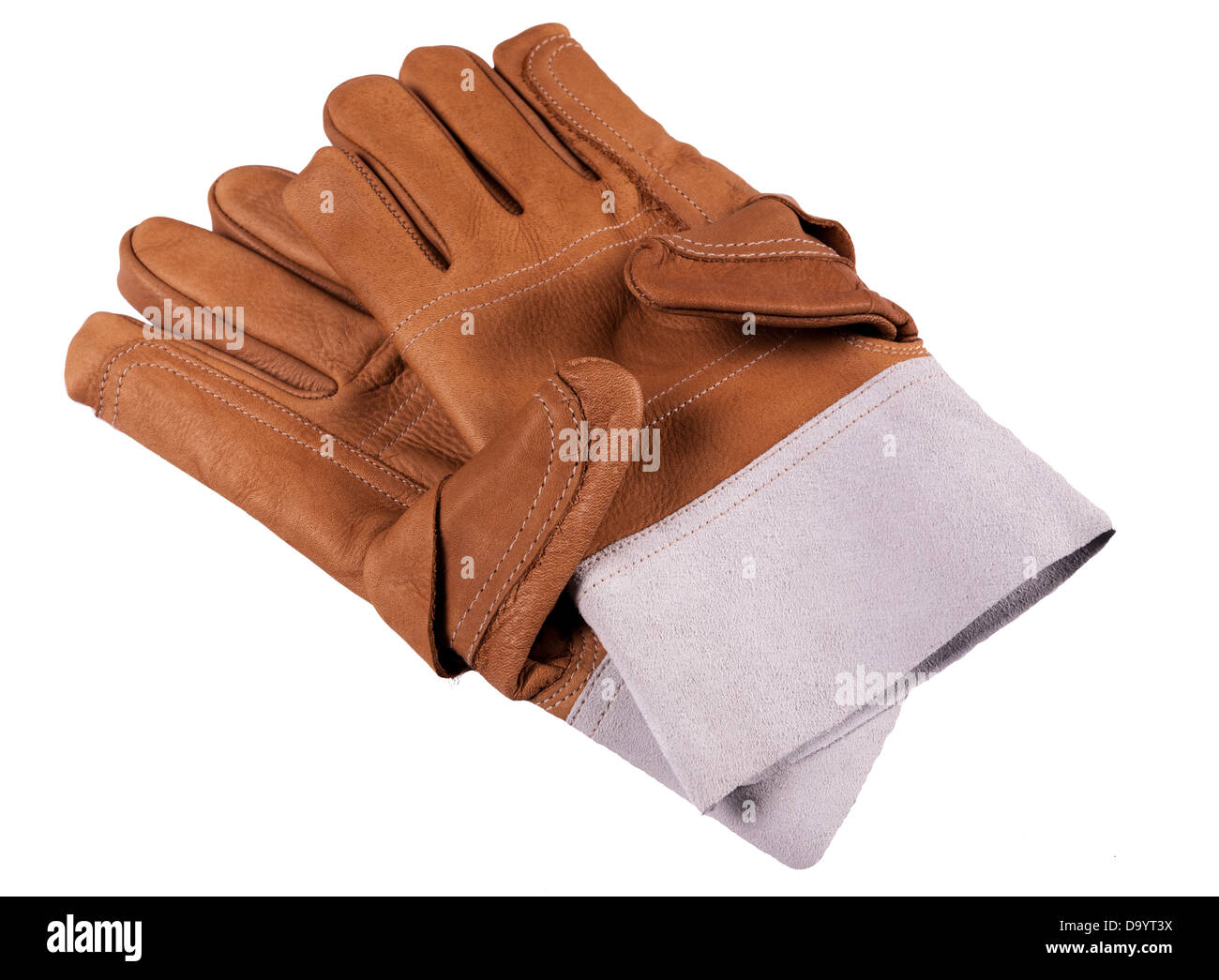 Leather safety work gloves Stock Photo