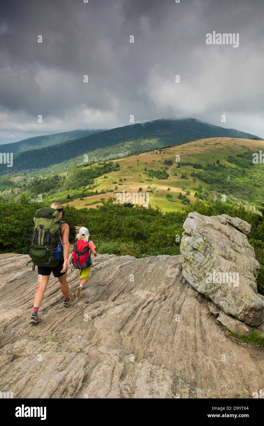 A mother and daughter hiking along the Appalachian Trail, Bakersville