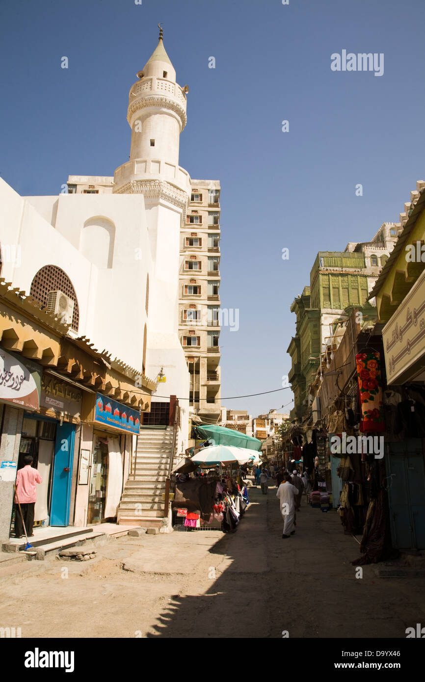 Street scene, Souq al-Alawi in Old Jeddah (Al-Balad), Jeddah, Saudi Arabia. Stock Photo