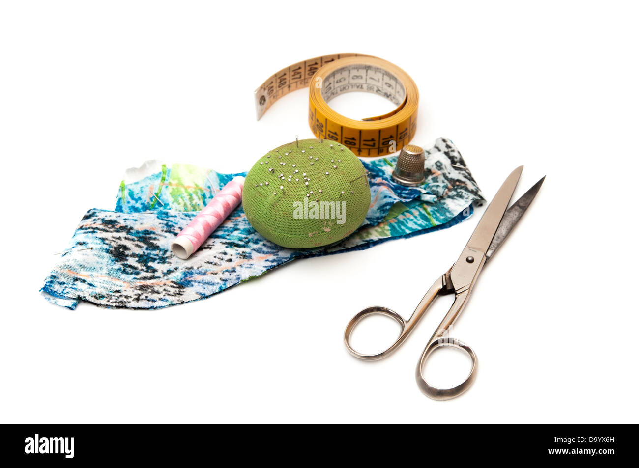 textile tools on a white background Stock Photo Alamy
