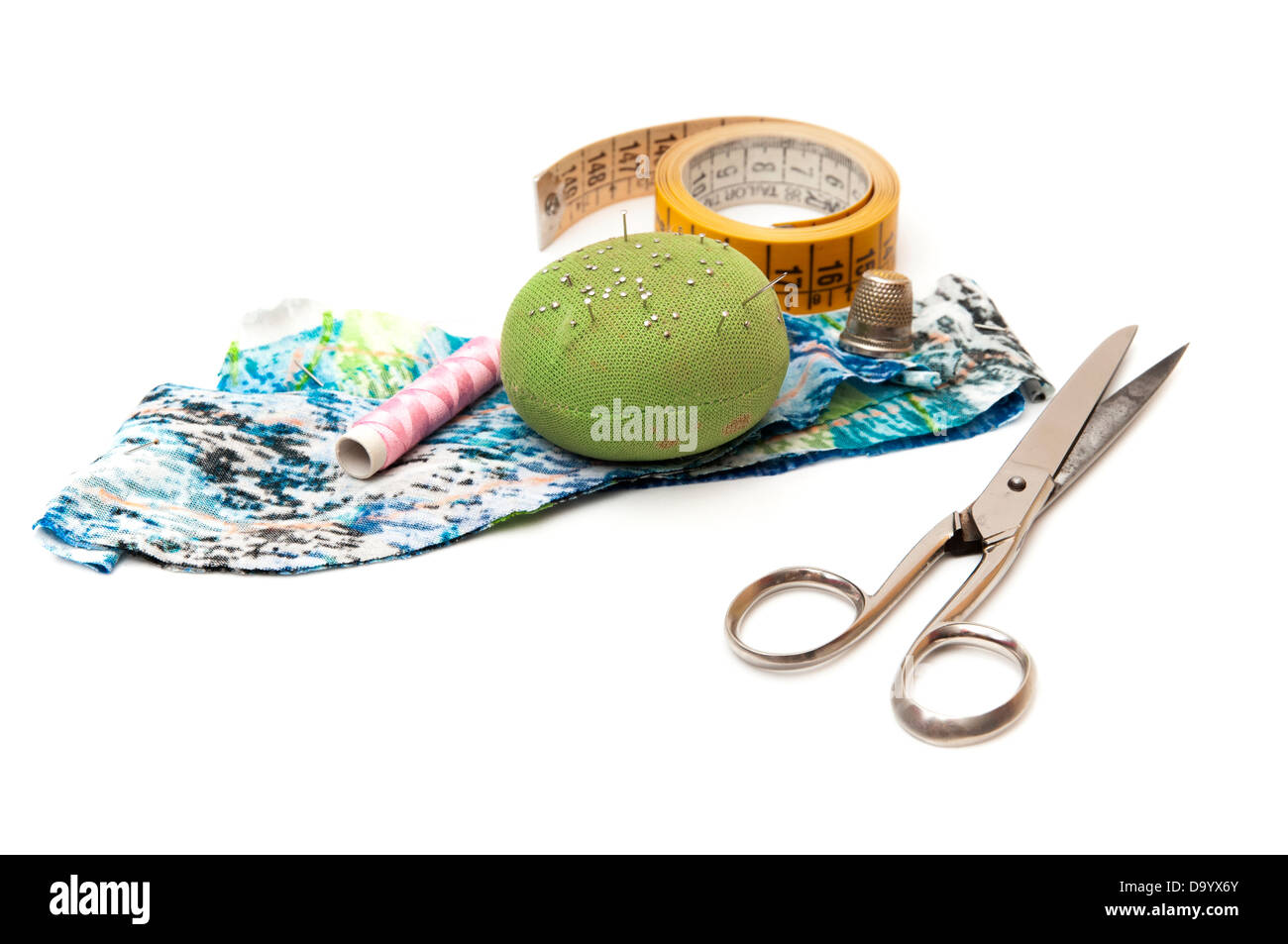 textile tools on a white background Stock Photo Alamy