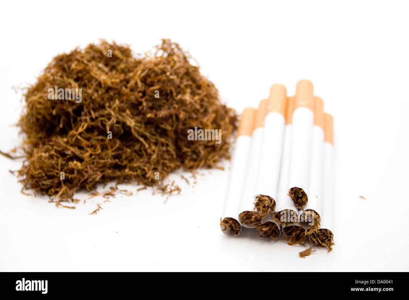 Tobacco with cigarettes Stock Photo