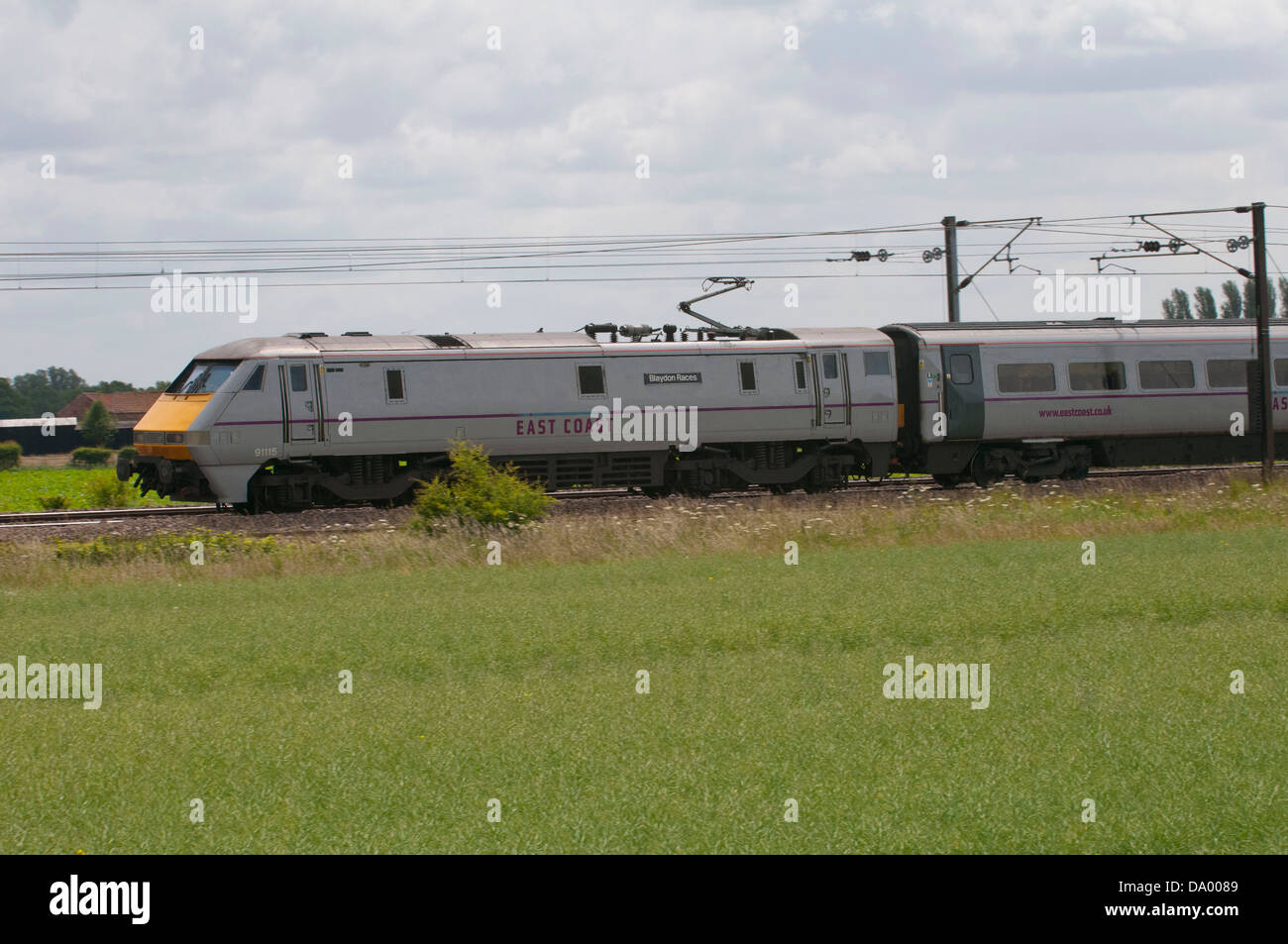 East coast main line at Ryther and Church Fenton, Yorkshire Stock Photo