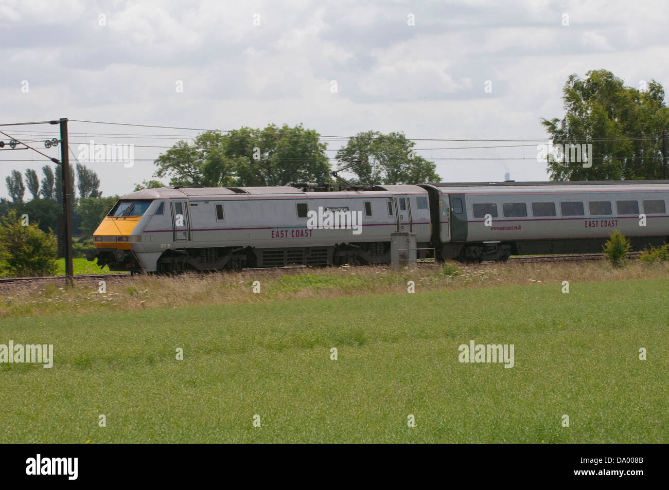 East coast main line at Ryther and Church Fenton, Yorkshire Stock Photo