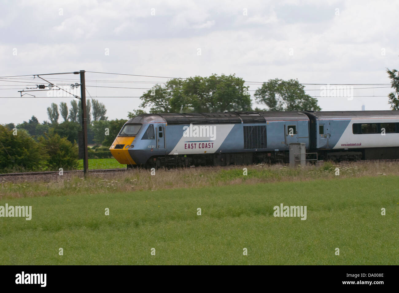 East coast main line at Ryther and Church Fenton, Yorkshire Stock Photo