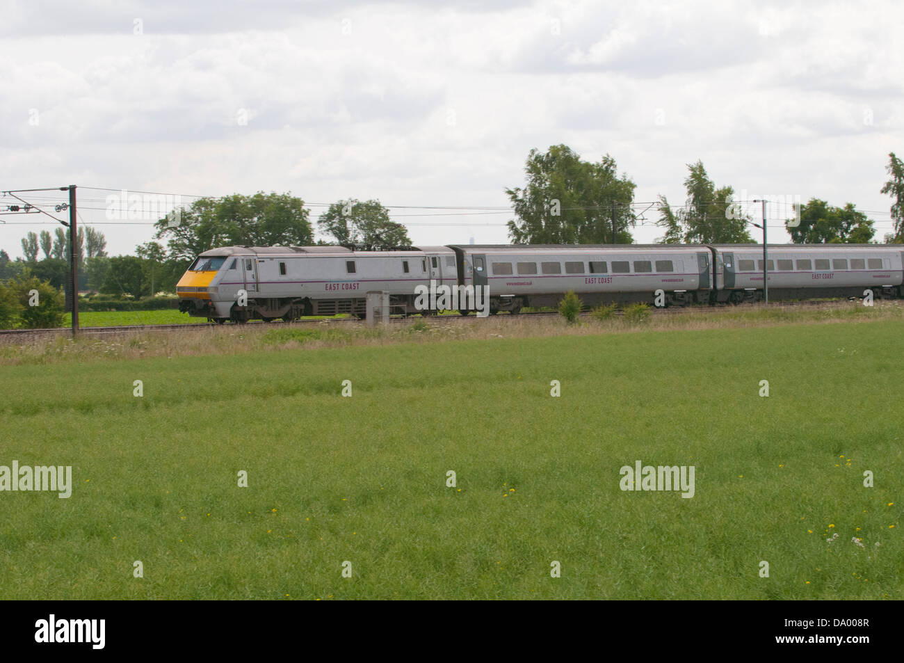 East coast main line at Ryther and Church Fenton, Yorkshire Stock Photo