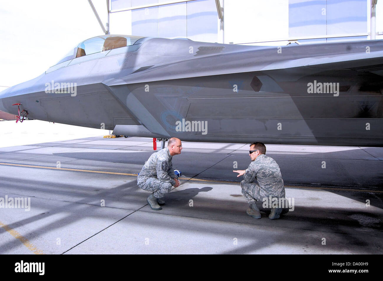 The 926th Group is equipped with the F-22 Raptor, an advanced stealth fighter designed for air superiority missions, equipped with cutting-edge radar and weapons systems for air combat. Stock Photo