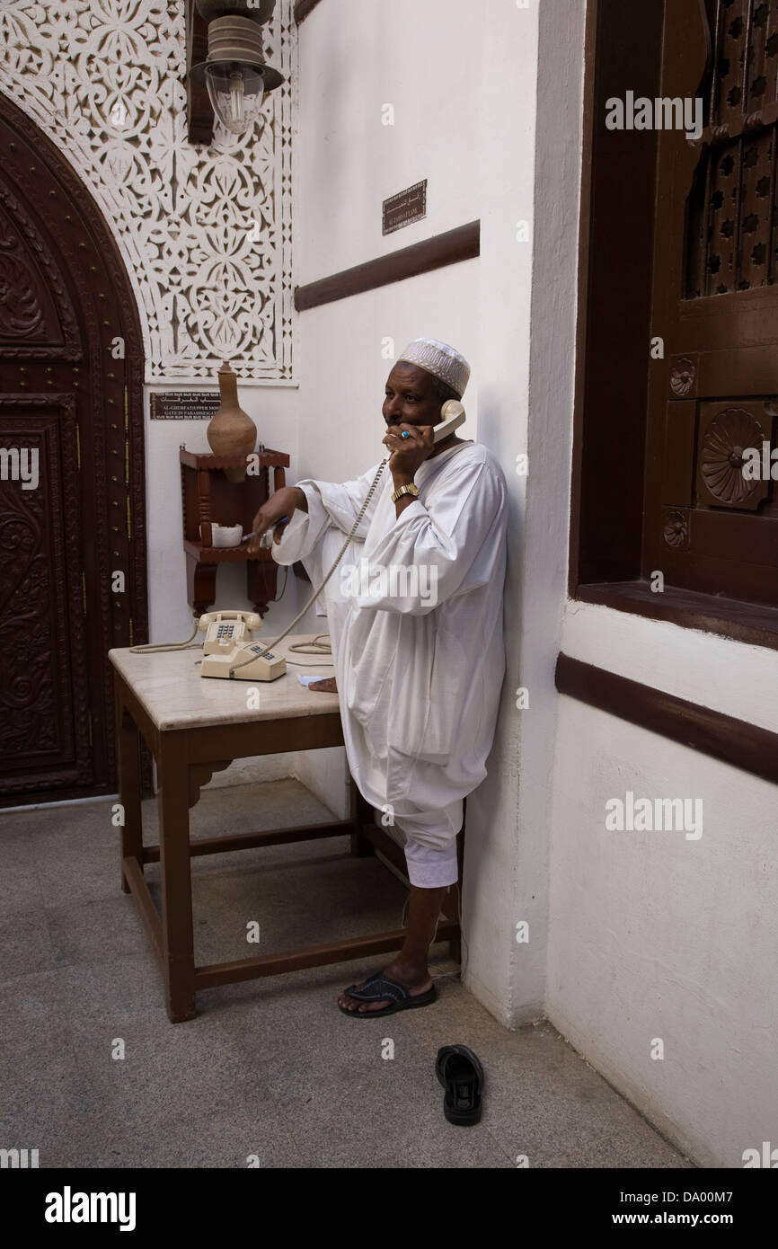 Doorman at Al-Tayibat City Museum for International Civilisation, Jeddah, Saudi Arabia. Stock Photo