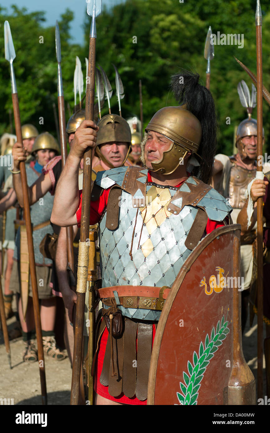 historical representation in costume of the Roman era in Aquileia Stock Photo