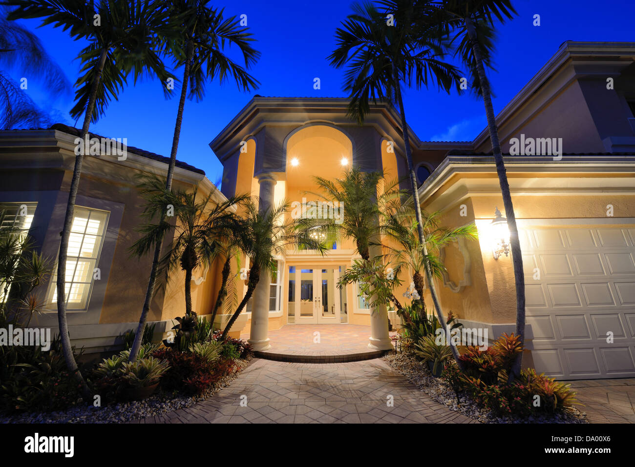 Mansion entrance in a tropical location. Stock Photo