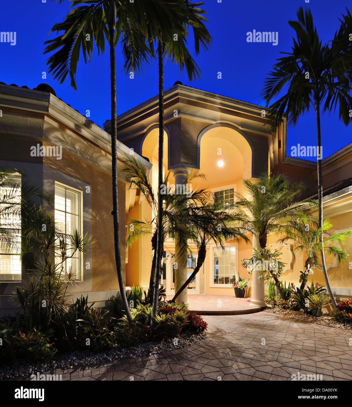 Mansion entrance in a tropical location. Stock Photo