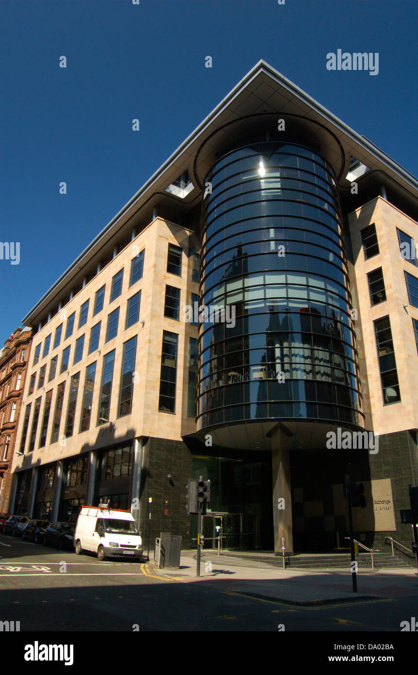 Modern corner office building in Glasgow, Scotland Stock Photo