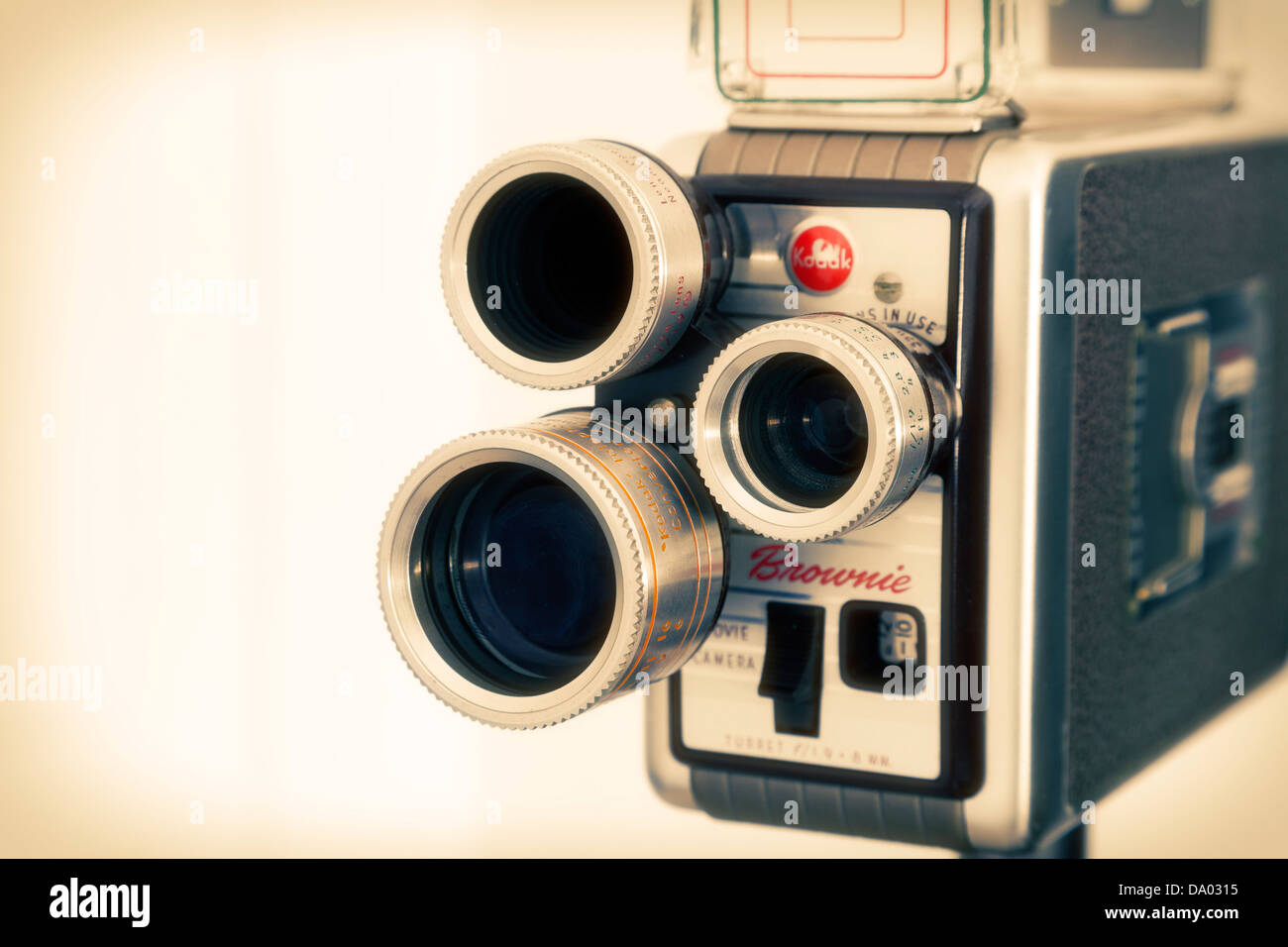 Kodak Brownie Movie camera super 8 8mm with turret lenses. Stock Photo