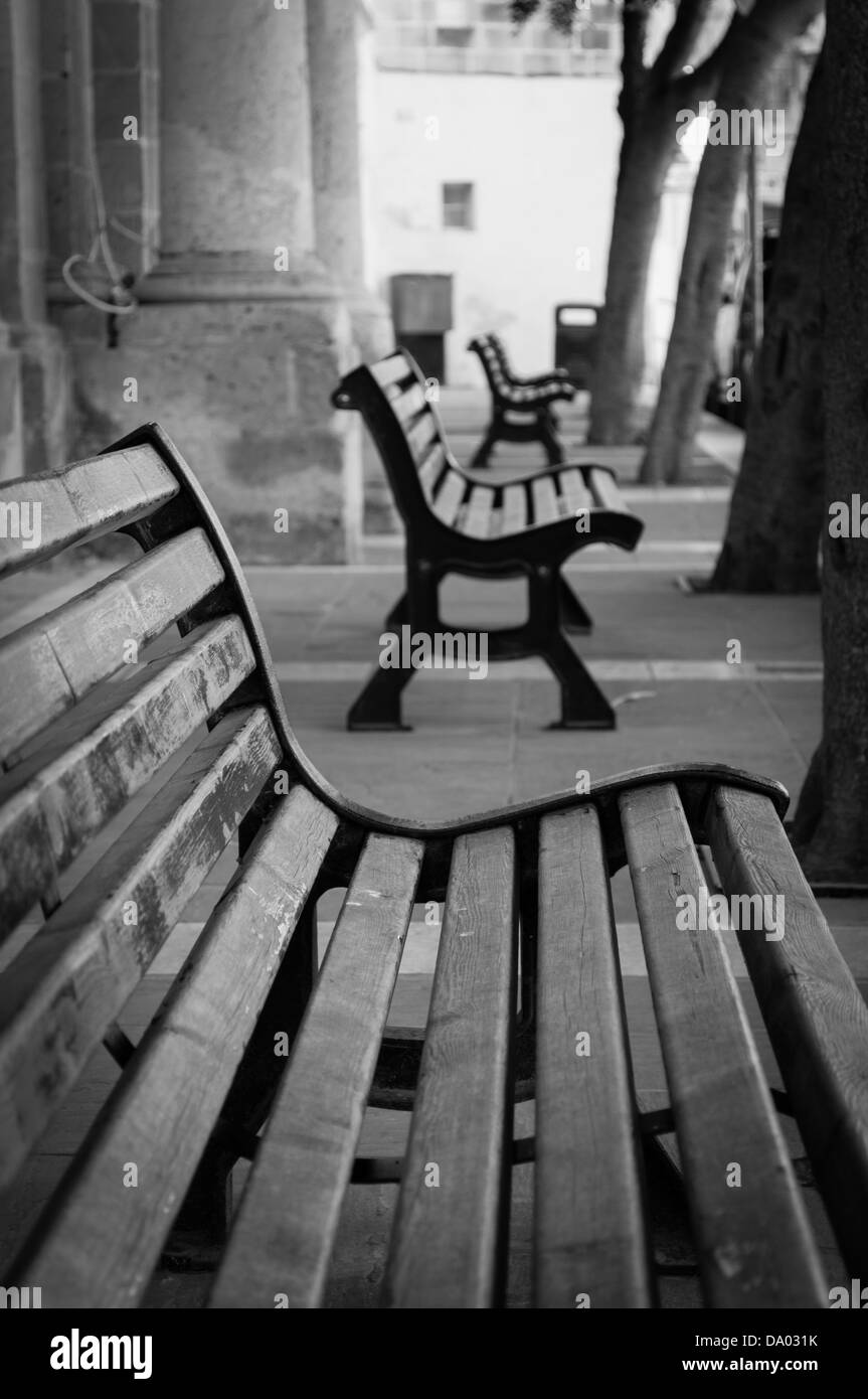 Pavement benches Black and White Stock Photos & Images - Alamy