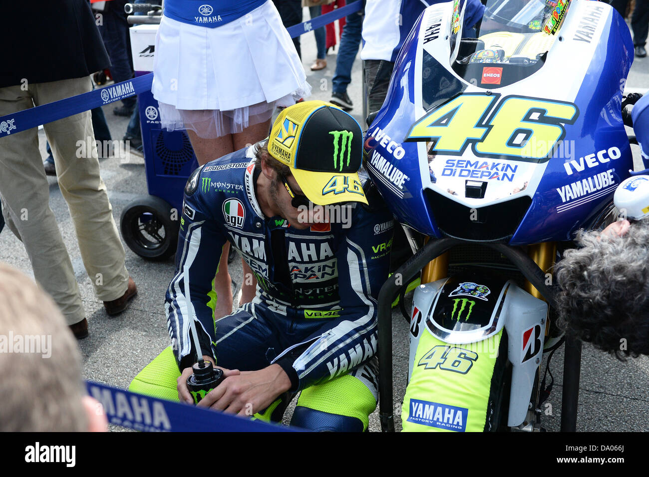 Assen, Netherlands. 29th June 2013. Valentino Rossi (Yamaha Factory Racing) on the grid line at  TT ASSEN circuit. Credit:  Gaetano Piazzolla/Alamy Live News Stock Photo