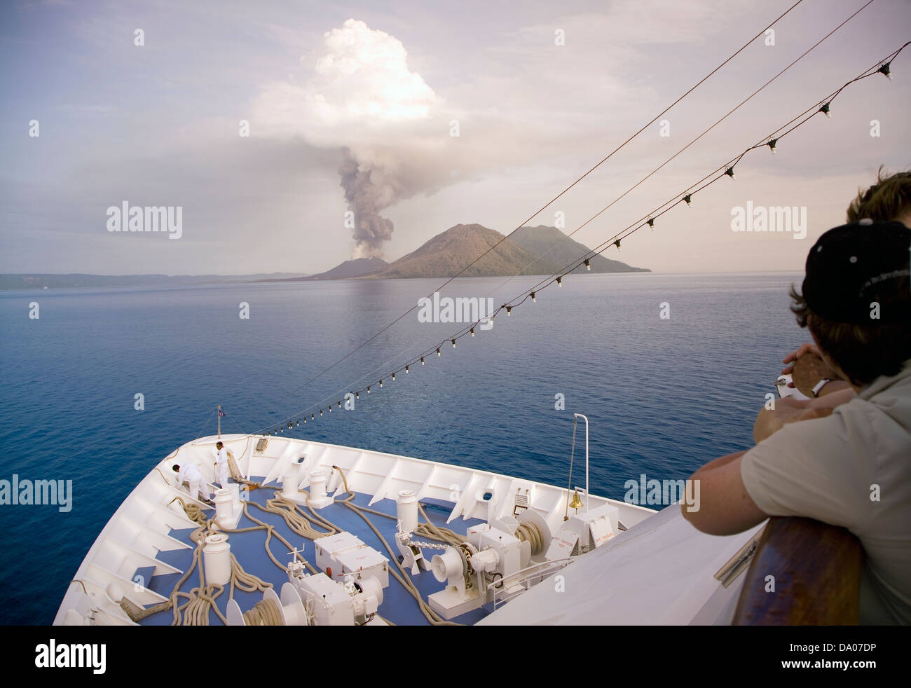Volcanic Display Tourists observe a dramatic volcanic display put on by the ...