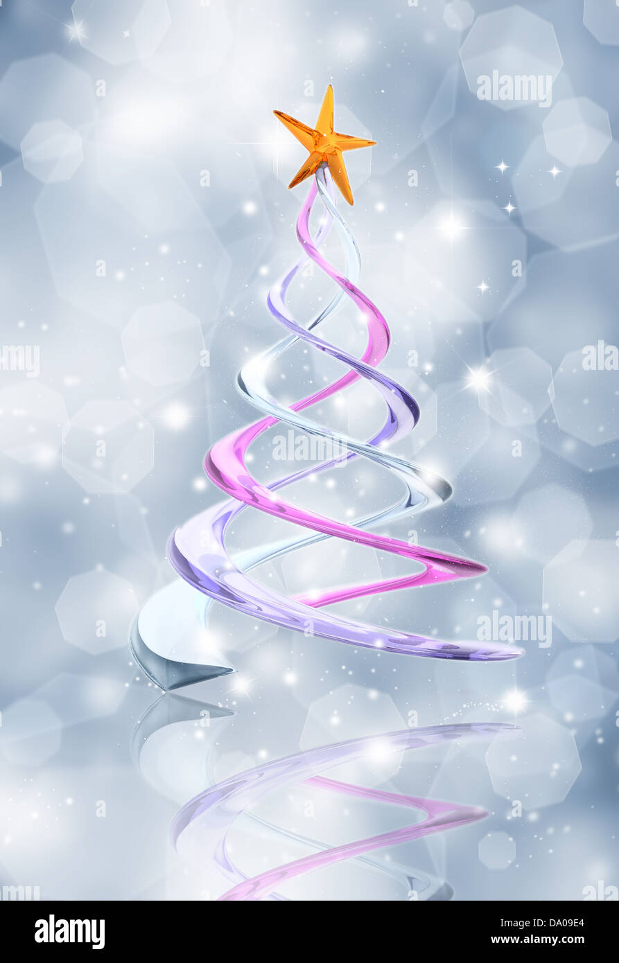 Glittery blue background with abstract glass effect Christmas tree ...