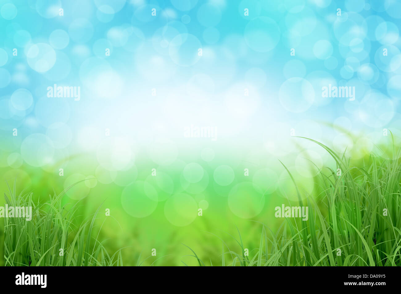 Abstract landscape background with green grass and blue sky Stock Photo ...
