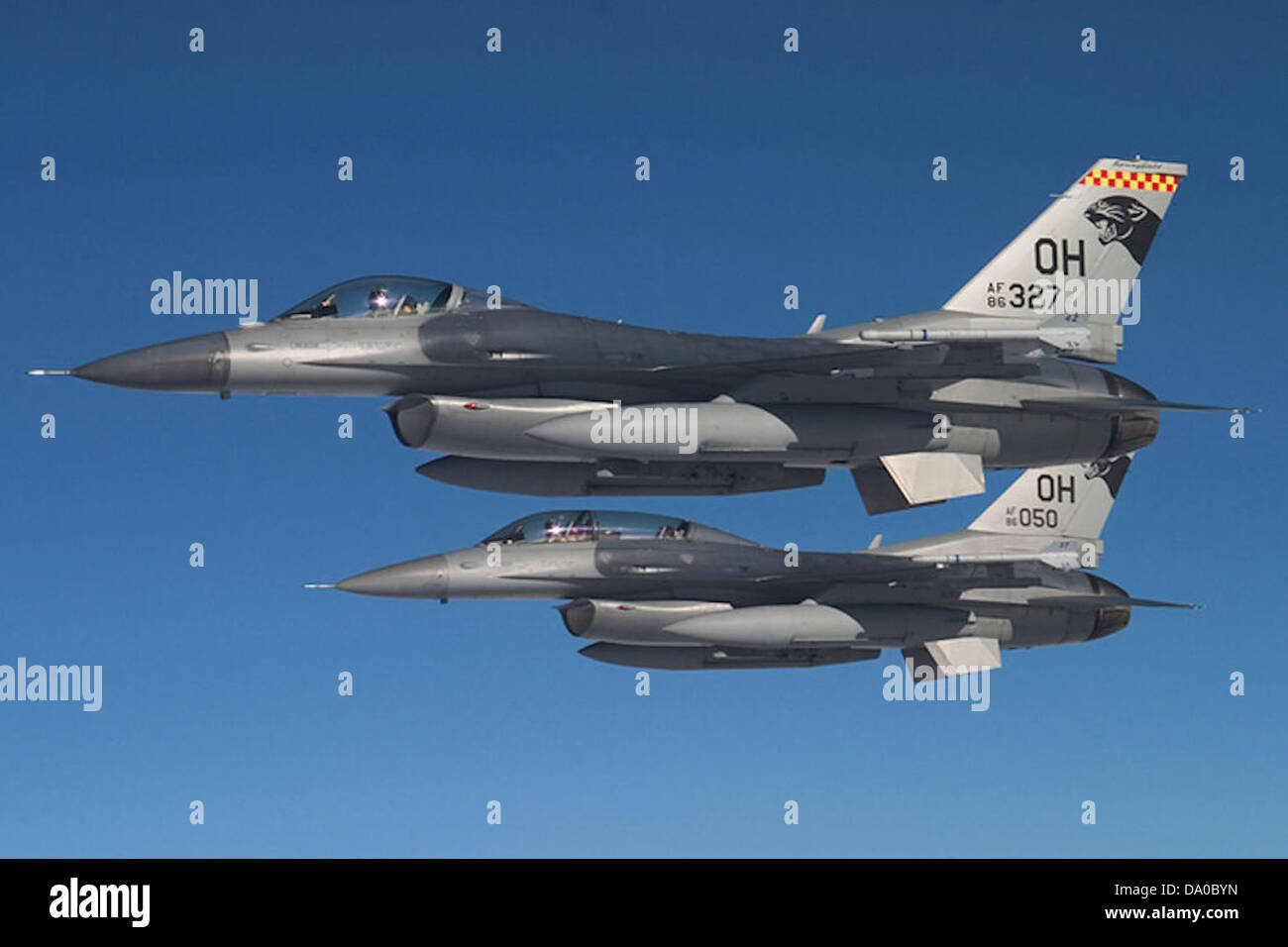 The 162nd Fighter Squadron operates F-16s in a two-aircraft formation ...