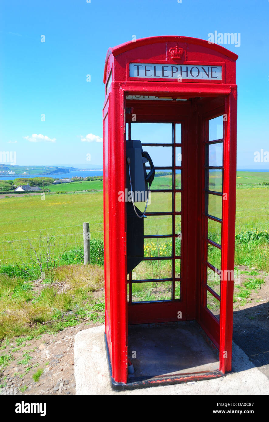 Telephone Booth in the countryside of Northern Ireland. Stock Photo