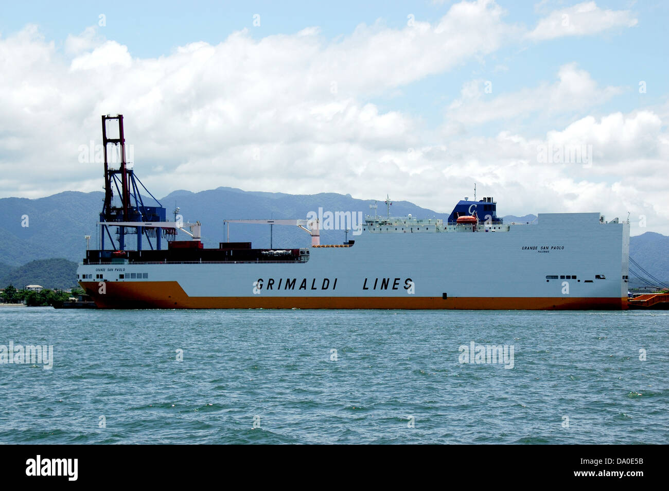 car carrier ship or roro passenger ship in the port/shipping terminal