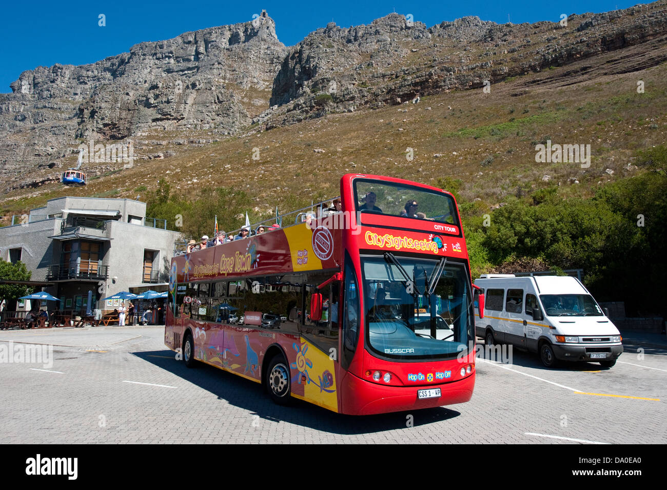 City Sightseeing bus at the Cableway Station, Cape Town, South Africa Stock Photo