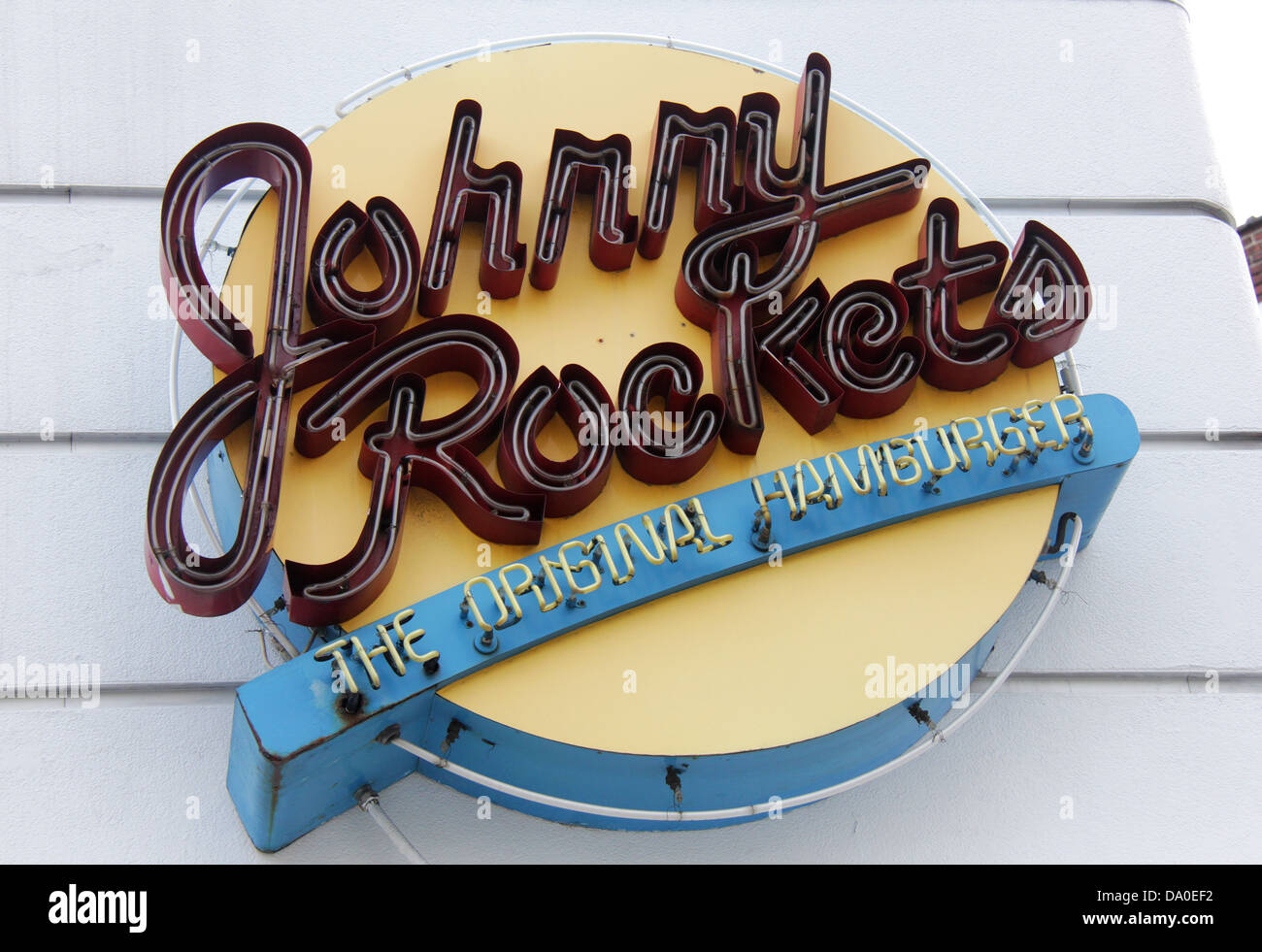 Johnny Rockets restaurant sign Stock Photo - Alamy