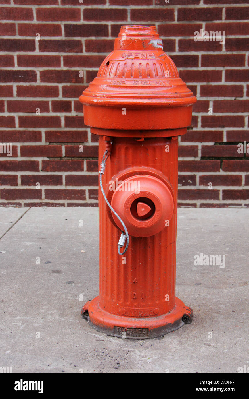 Red fire hydrant in a street of Philadelphia Stock Photo