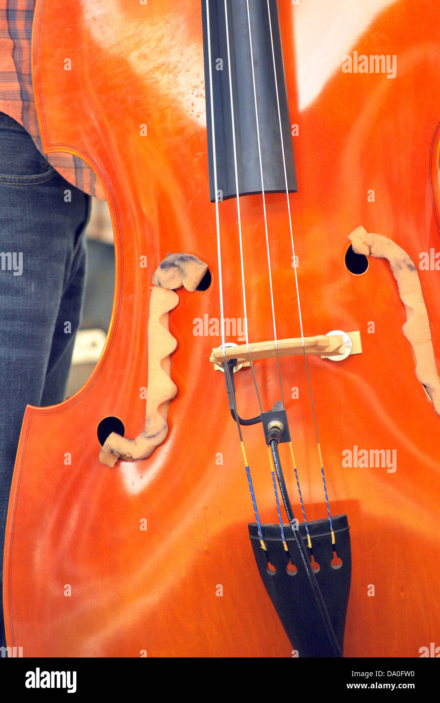 Musician with his string bass Stock Photo Alamy