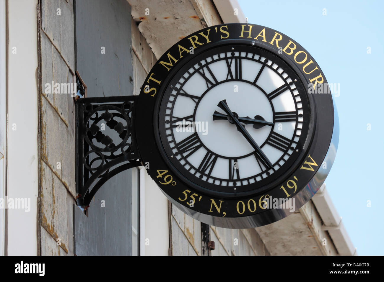 St Mary's Harbour Clock, Ilses of Scilly UK Stock Photo